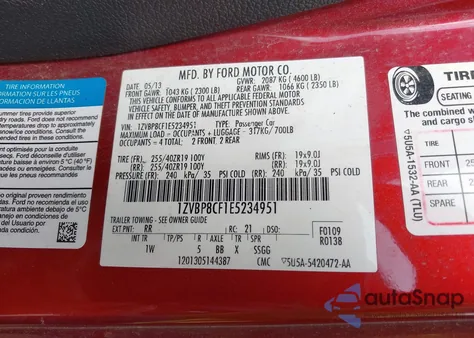 2014 Ford Mustang Gt z USA, uszkodzony, nr VIN 1ZVBP8CF1E5234951